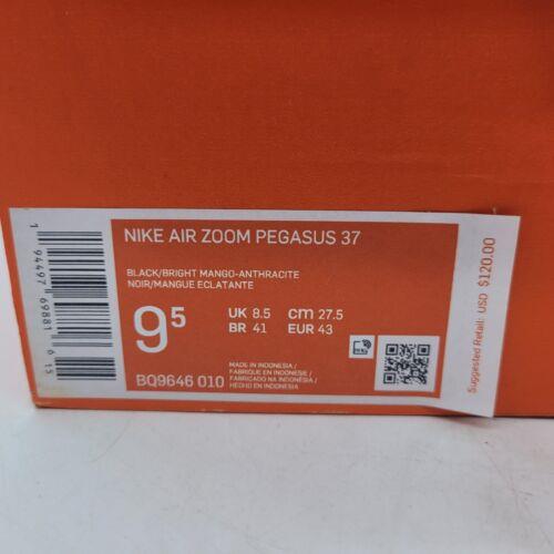 Nike Air Zoom Pegasus 37 'Black Mango' Running Shoe BQ9646-010 Men’s Size 11.5