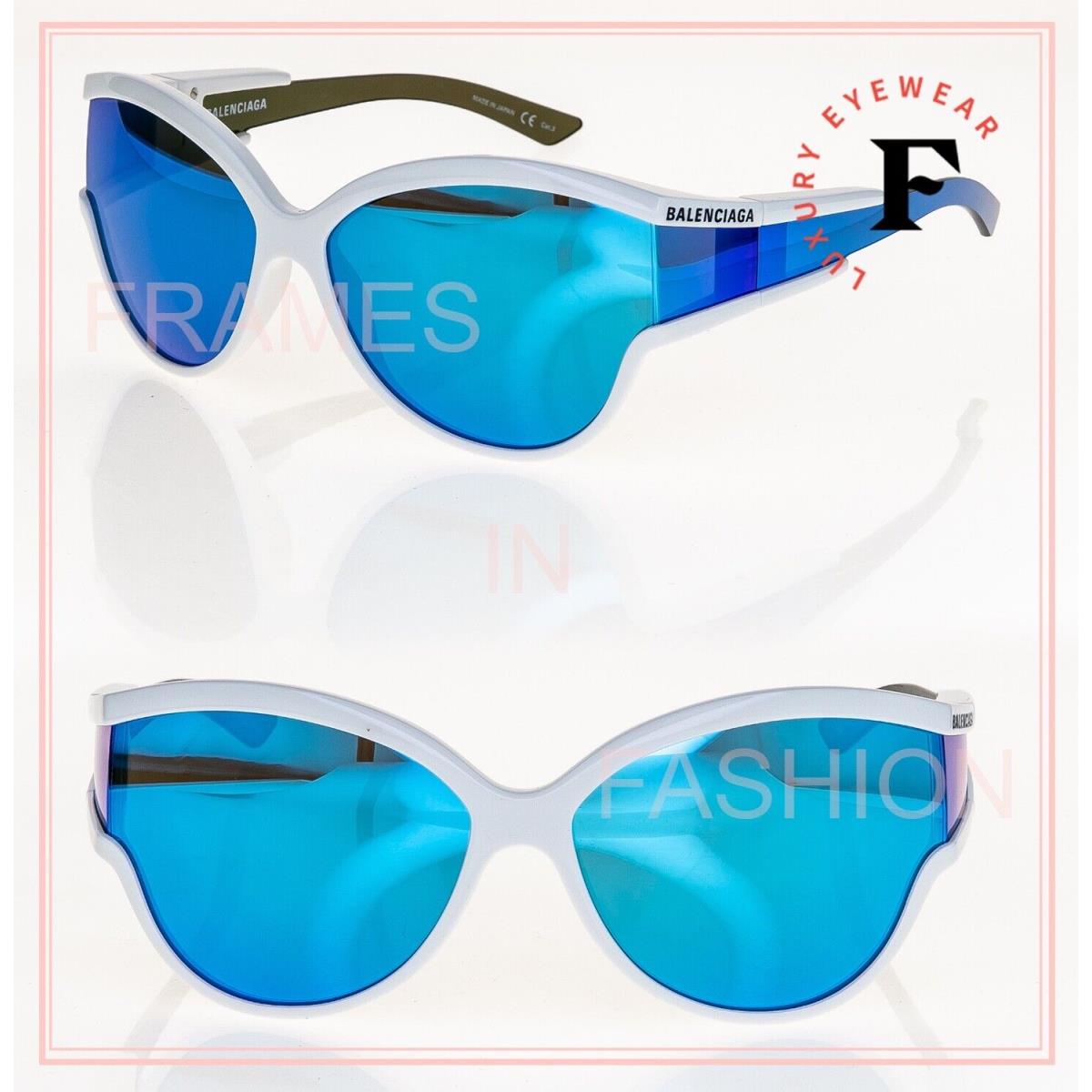 Balenciaga Unlimited 0038 White Blue Wrap Mirrored Fashion Sunglasses BB0038S