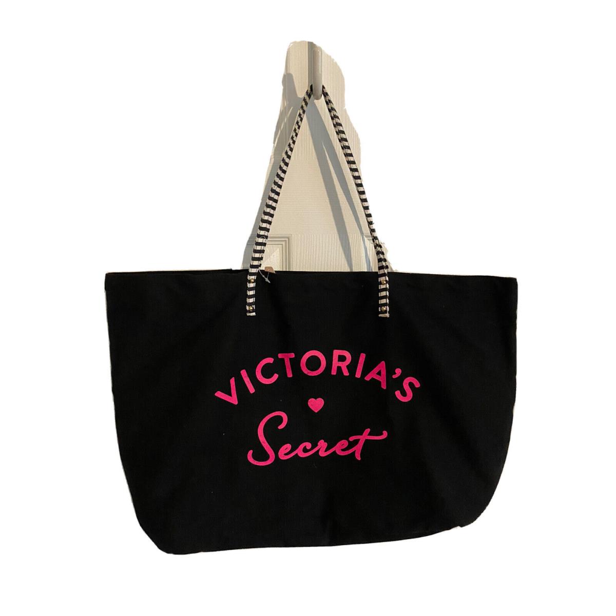 Victoria`s Secret Tote Bag Black and Pink 20.5 x13.5 x5.5