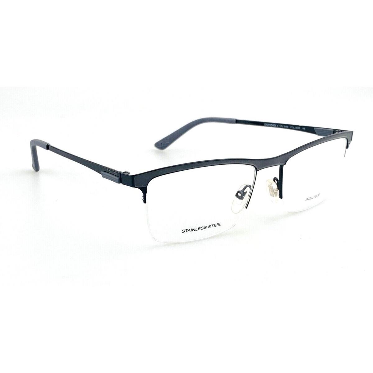 Police Eyeglasses Mod. Crossover 3 Stainless Steel Half Rim Black Gray