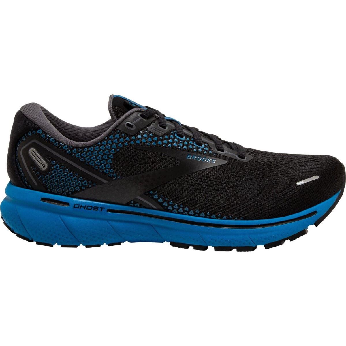 Brooks Ghost 14 Black Blue Running Shoes Men`s Sizes 8-13