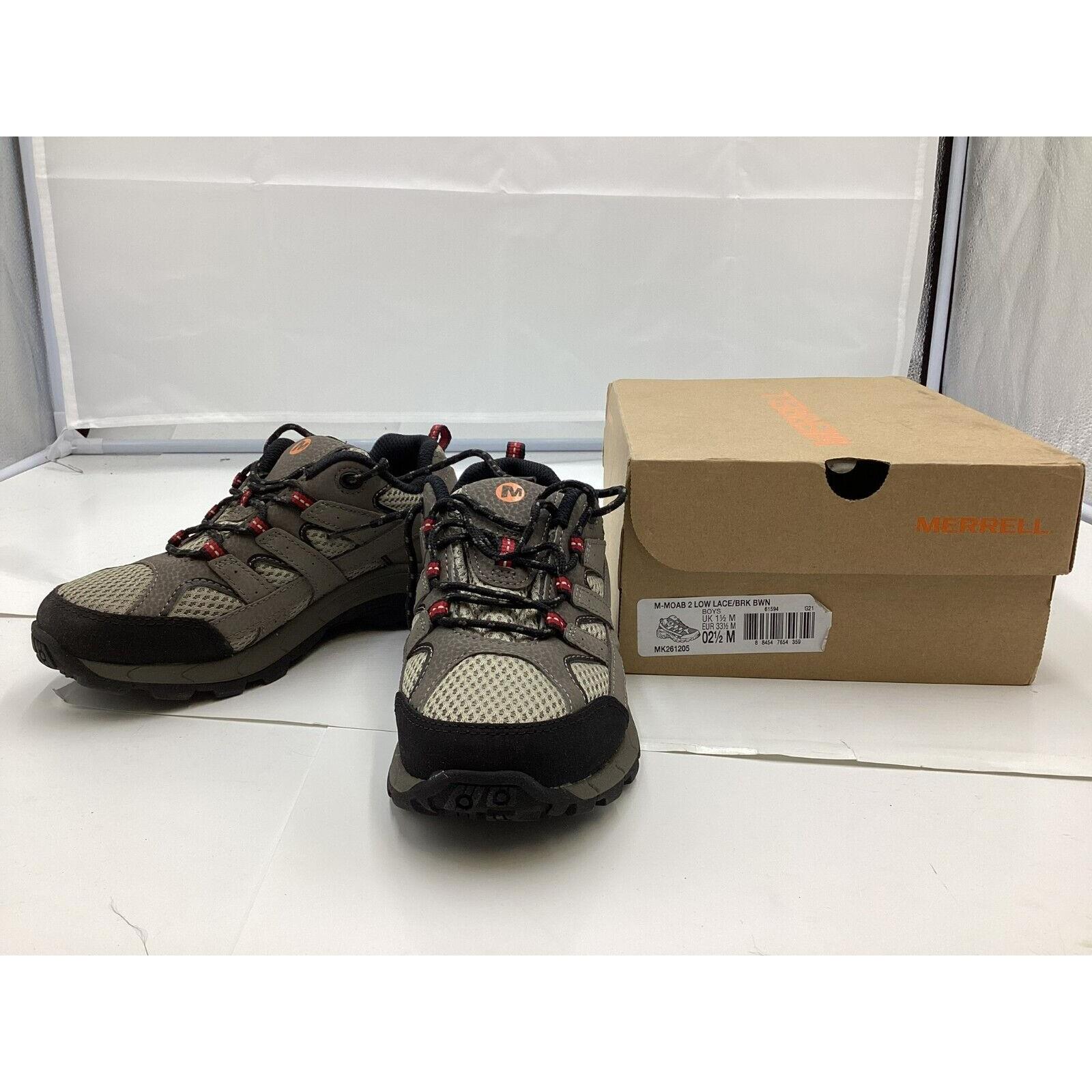 Size 2.5 Boys Merrell Big Kids Youth Moab 2 Low Lace Brown MK261205