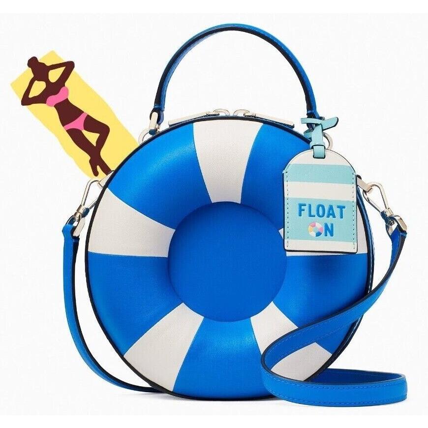 Kate Spade Pool Float Crossbody Blue White Leather K7323 Splash FS