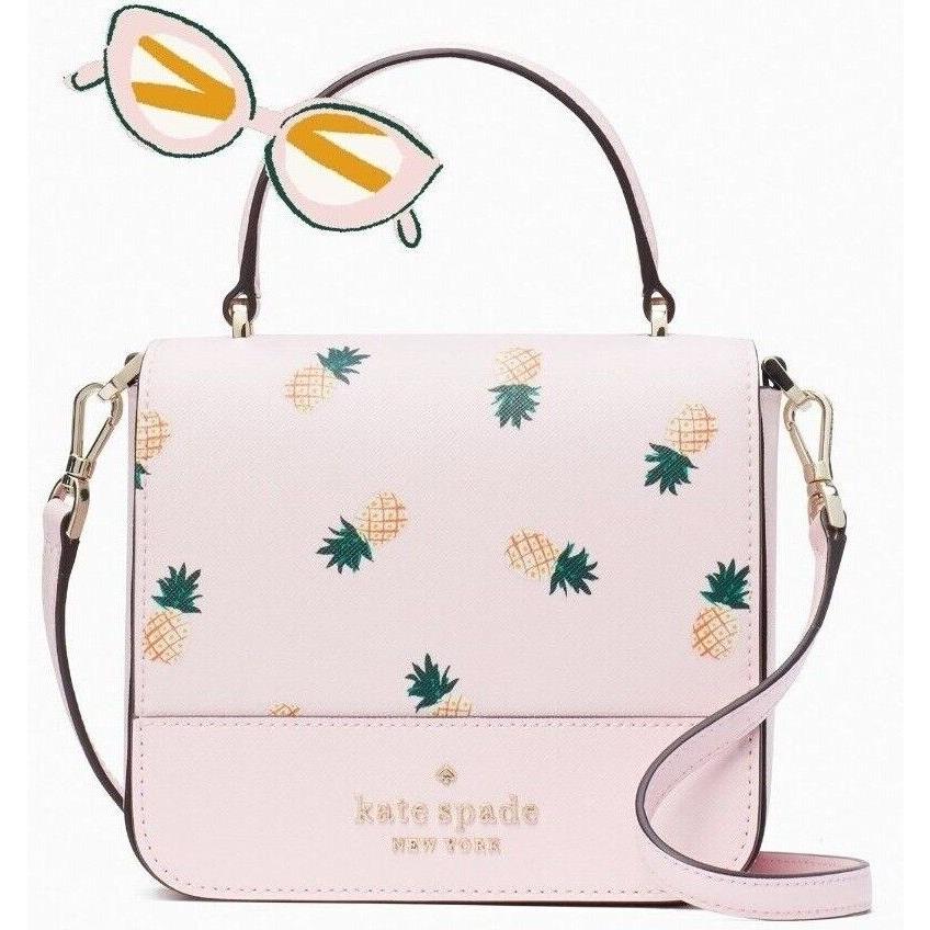 Kate Spade Staci Square Pineapple Crossbody Pink Saffiano K7629 FS