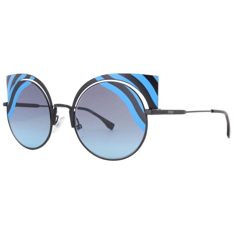 Fendi FF0215/SOLBMTBLK Turqu Round Shape Blue Gradient Lens Women`s Sunglasses