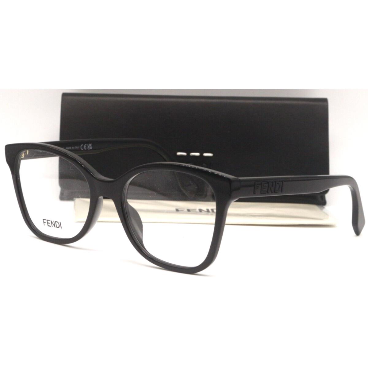 Fendi FE 50018I 001 Polished Black Frames Eyeglasses 52-18