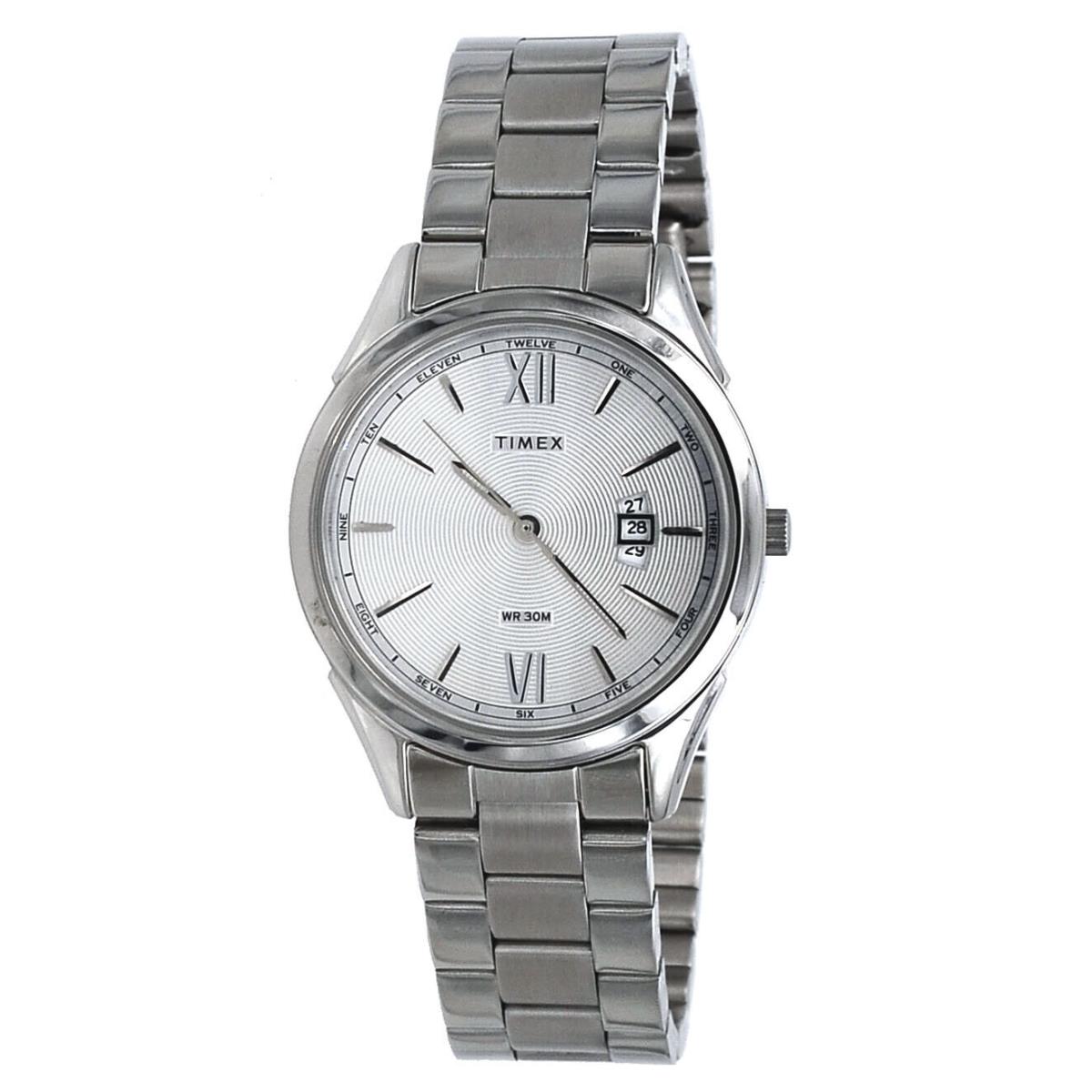 Timex TW2R77100 Men`s Elevated Classics Stainless Steel Silver Dial 3-Hand Watch