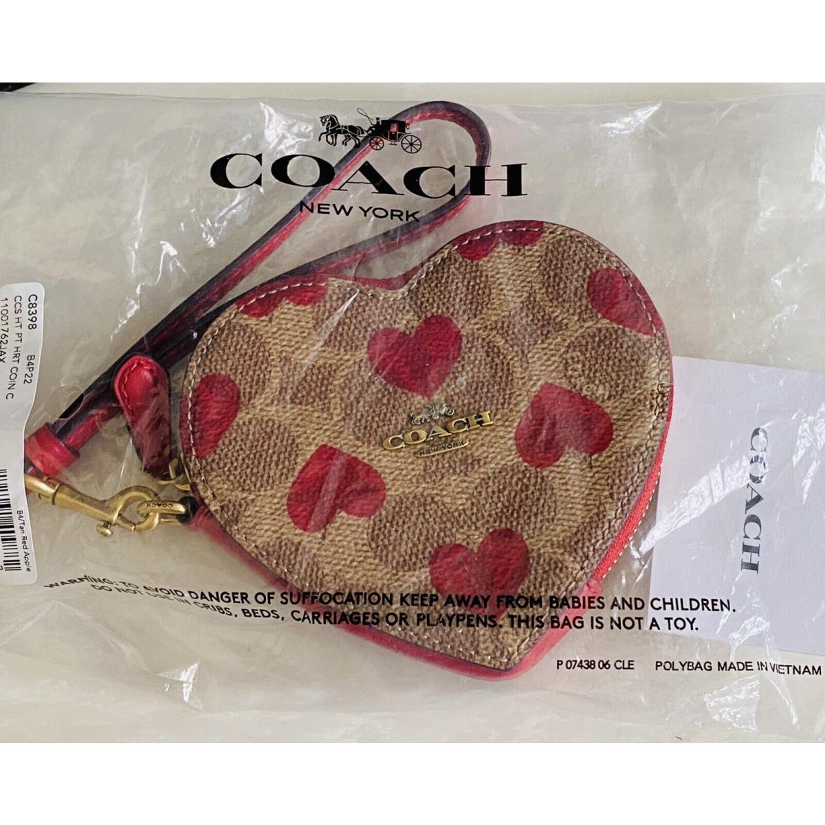 COACH®  Heart Coin Case In Signature Canvas With Heart Print