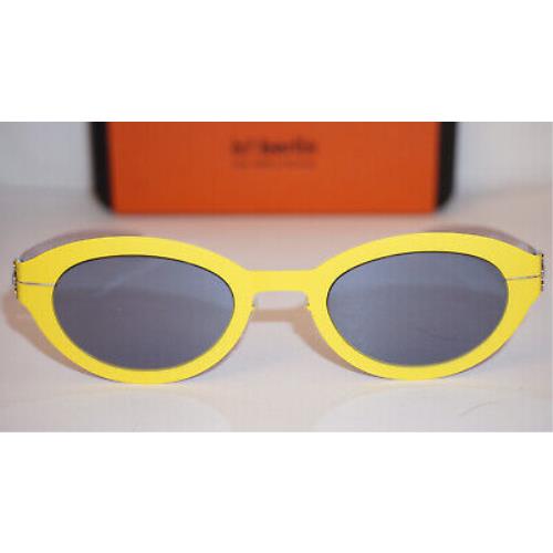 IC Berlin Sunglasses Neon Acid Yellow Silver Silver Black Mirror 47 25 145