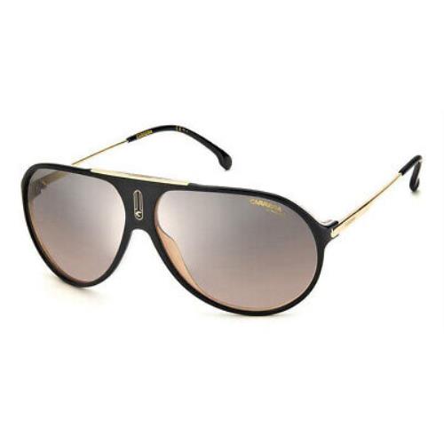 Carrera HOT65-0KDXG4-63 Black Sunglasses - Frame: BLACK NUDE, Lens: BROWN MIRROR SHADE SILVER