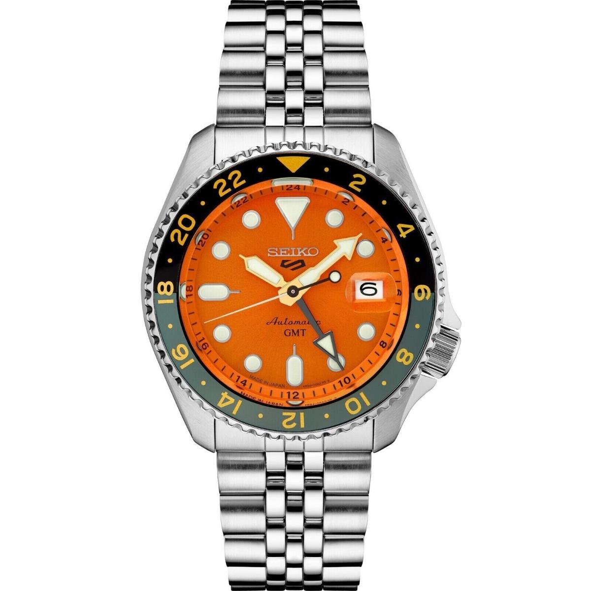 Seiko 5 Sports Gmt Series 42.5mm Orange Dial Men`s Watch SSK005