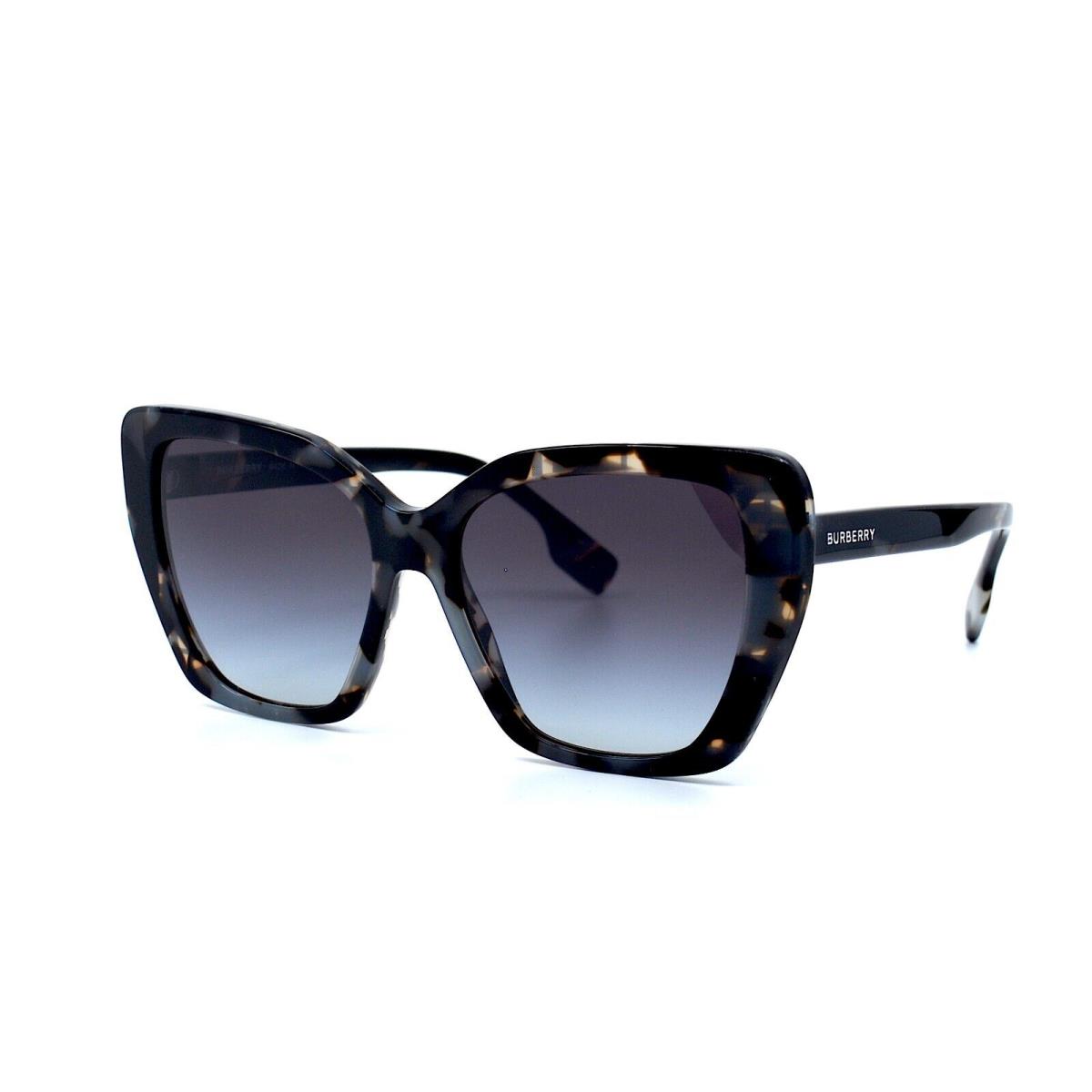Burberry BE4366 Tamsin Top Check Grey Havana Sunglasses 55-16 - Frame: BLACK, Lens: Gray