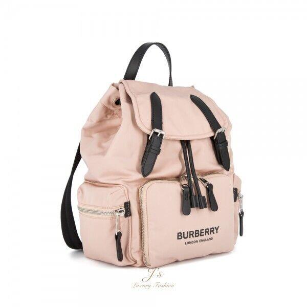 Burberry MD Rucksack Rose Beige Eco Nylon Buckle Backpack Bag Medium 1290