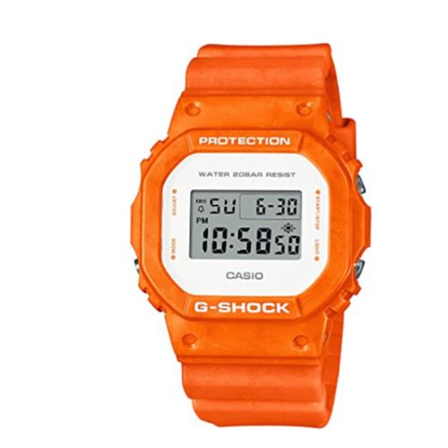 Casio Digital White Dial Orange Resin Strap Men`s Watch INT-DW-5600WS-4DR
