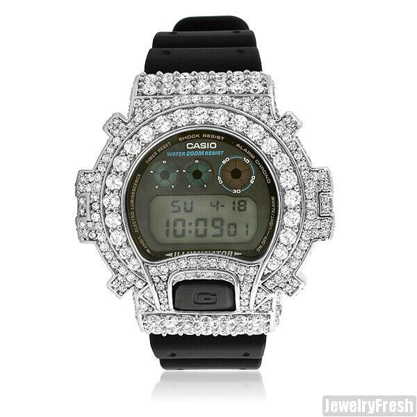 Silver Big Stone 13.5 Ctw G-shock DW6900 Iced Out Watch