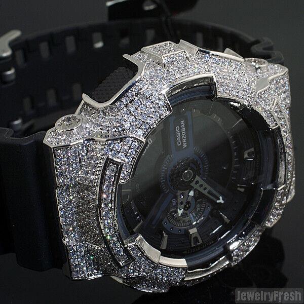 Silver Custom Iced Out Casio G-shock GA-110 Mens Watch