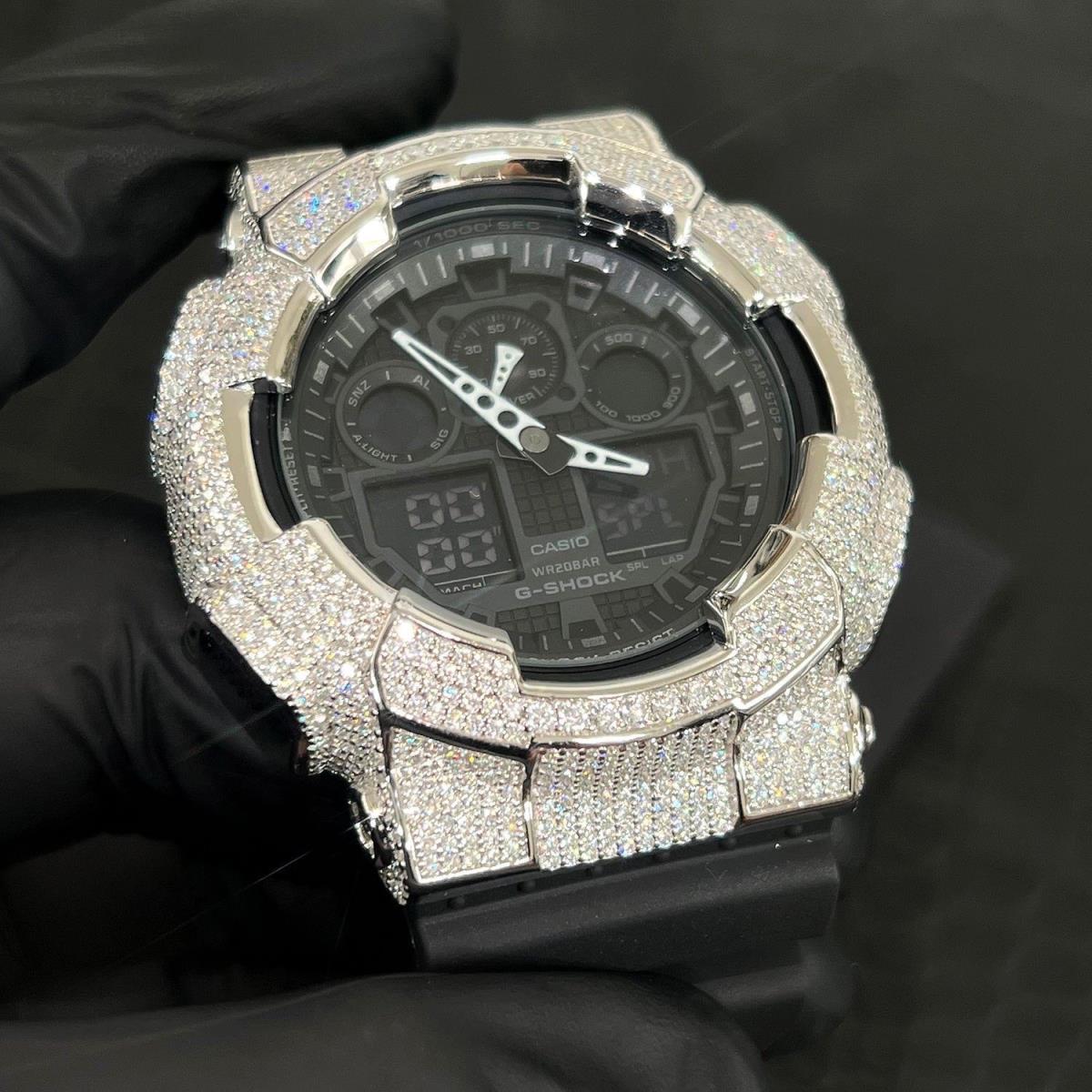 6.58 Ctw Moissanite Iced Out Casio G Shock Watch GA-100