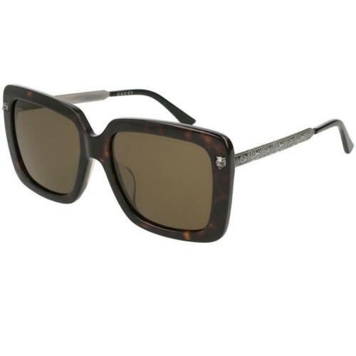 Gucci GG0216SA-002 Rectangular Brown Lens Women Sunglasses
