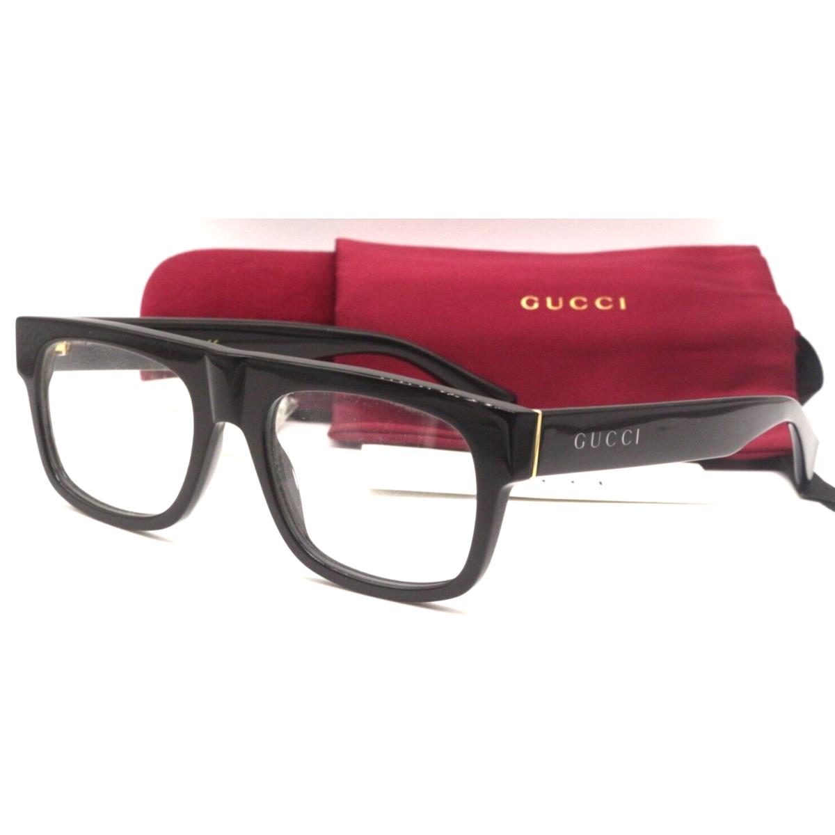 Gucci GG 1137O 001 Rectangle Polished Black Gold Eyeglasses 53-19