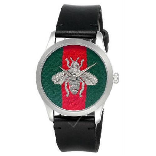 Gucci G-timeless 38MM Green/red Dial Lthr Strap Men`s Watch YA1264149