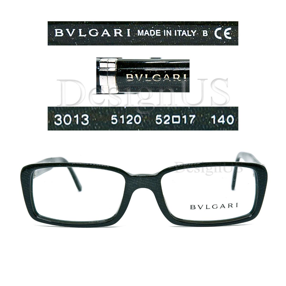 Bvlgari 3013 5120 Jute Green 52/17/140 Eyeglasses Made in Italy