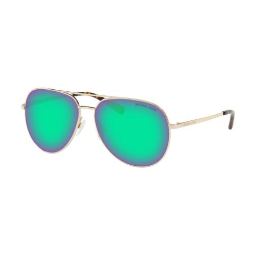 Michael Kors Womens Rodinara Gold Tortoise / Green Mirrored Sunglasses - Frame: Gold & Tortoise, Lens: Green