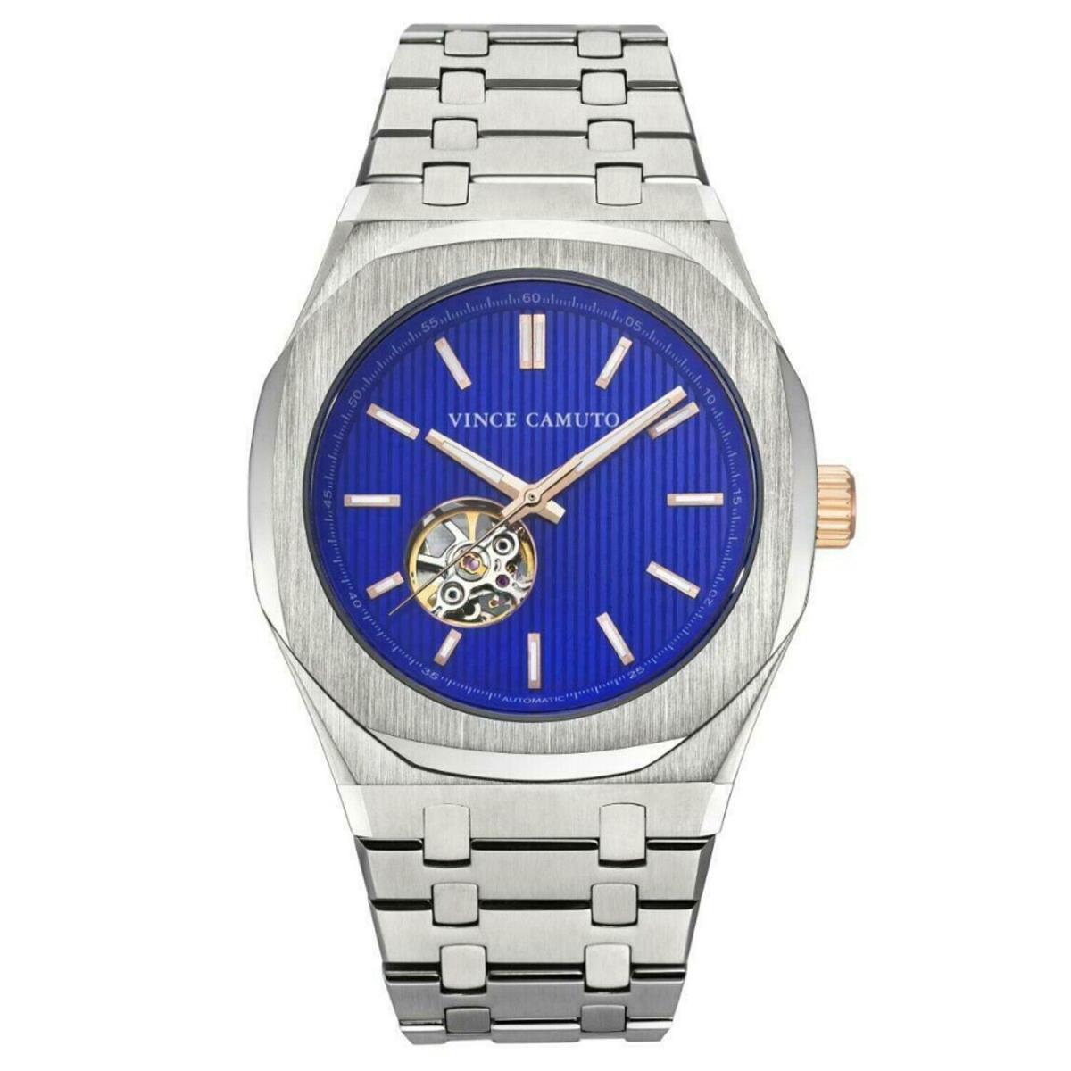 Vince Camuto Men`s VC/1152BLSV Automatic Octagonal SS Watch w/ Blue Dial