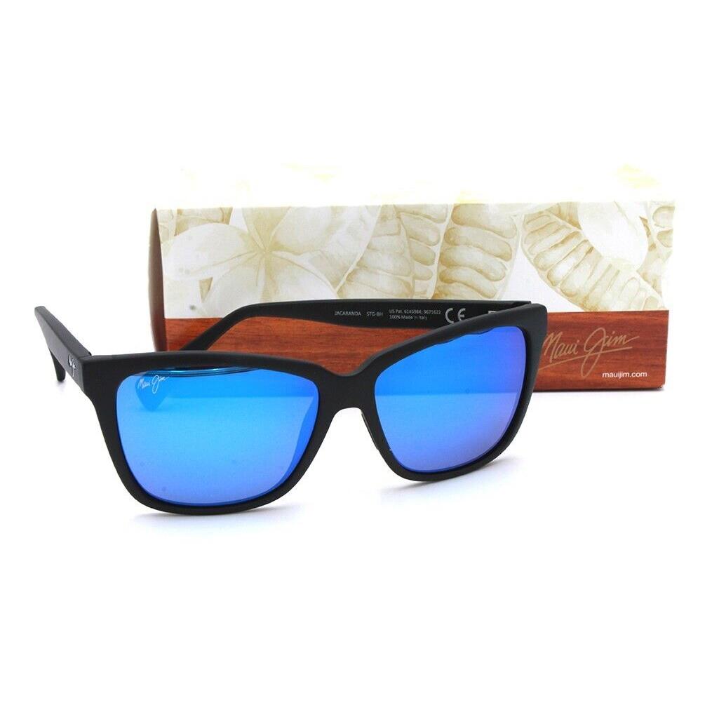 Maui Jim Jacaranda B763-2M Black Sunglasses Polarized Blue Hawaii Lenses UV400