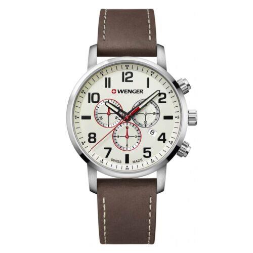 Wenger 01.1543.105 Unisex Adult Chronograph Quartz Watch with Leather Strap