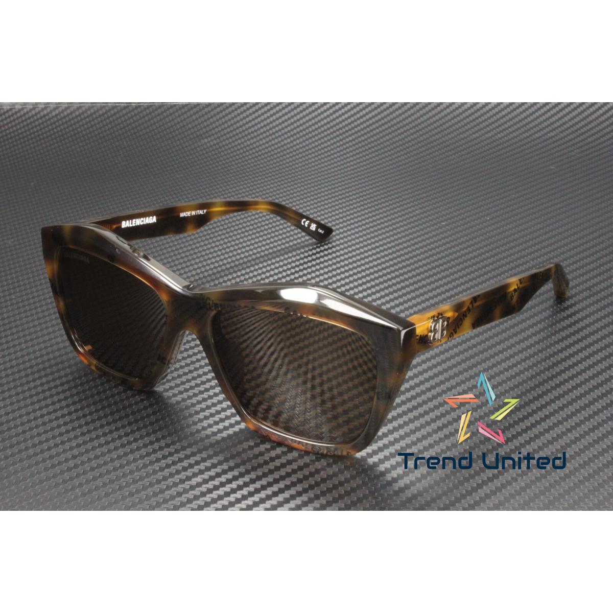 Balenciaga BB0216S 002 Rectangular Squared Havana Brown 57 mm Women`s Sunglasses - Frame: Havana, Lens: Brown