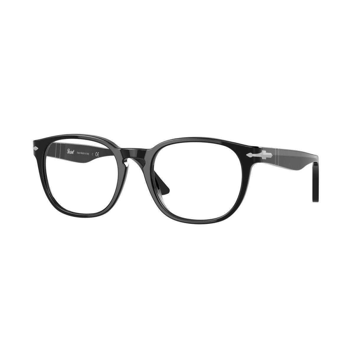 Persol PO3283V 95 Black Transparent Demo Lens 52 mm Men`s Eyeglasses