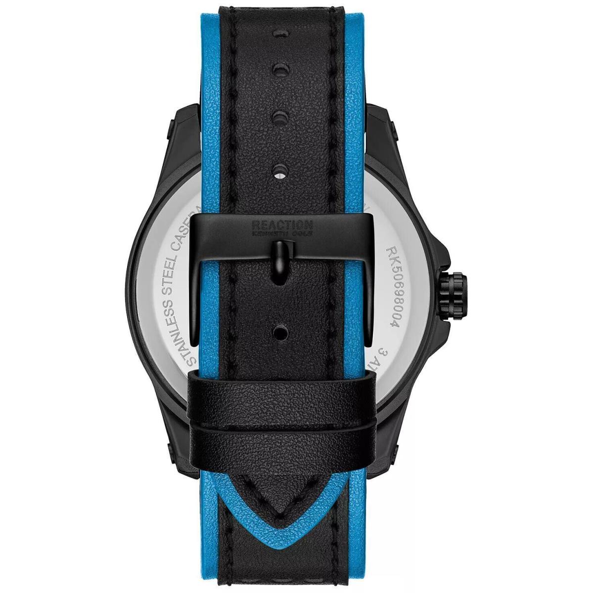 Kenneth Cole Reaction Men`s Turquoise and Black Strap Watch 46mm - Dial: Black, Band: Black, Bezel: Black