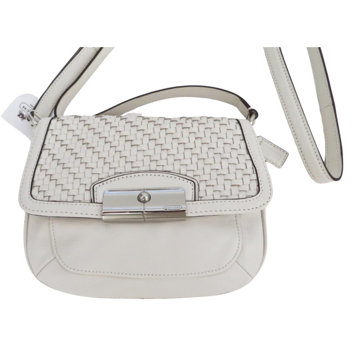 Coach Kristin Woven Leather Crossbody Purse Ivory Off White Parchment