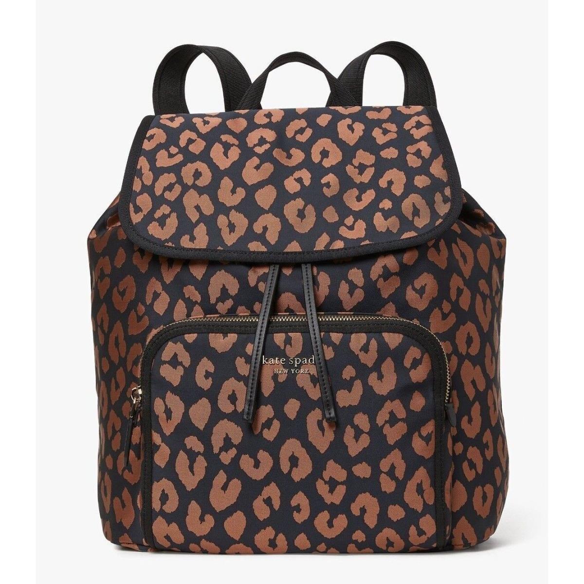 Kate Spade Sam Leopard Nylon MD Backpack K4463 Cheetah Leopardo