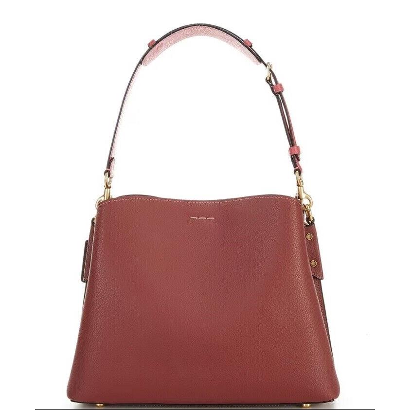 Coach Willow Shoulder Bag in Colorblock Pebble Leather Wine C2590