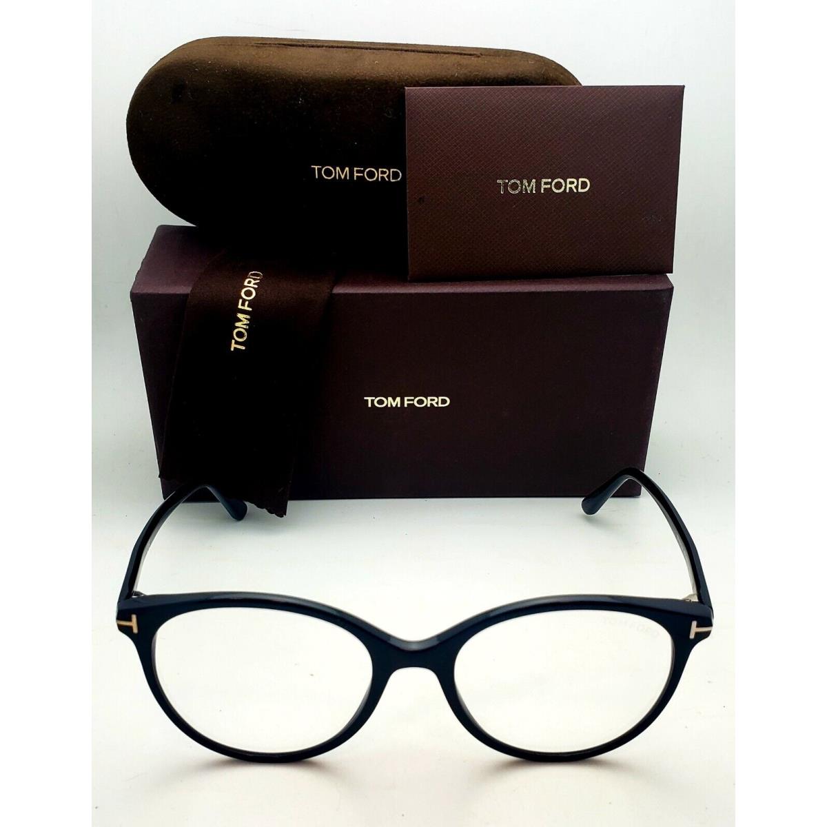 Tom Ford Blue Block Eyeglasses TF 5742-B 001 53-18 Black Gold Round Frames  - Tom Ford eyeglasses - 014121035438 | Fash Brands