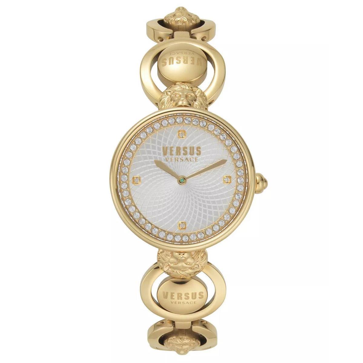 Versus Versace Women`s Victoria Harbour Gold Bracelet Watch 34mm VSP331818 - Dial: Silver, Band: Gold, Bezel: Gold