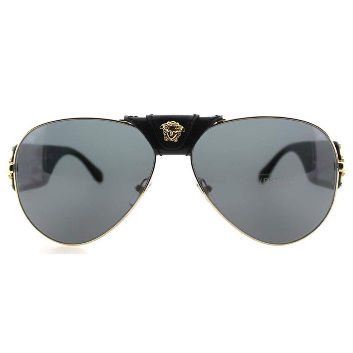 Versace VE2150Q - 100287 Gold/black Aviator Sunglasses 62mm