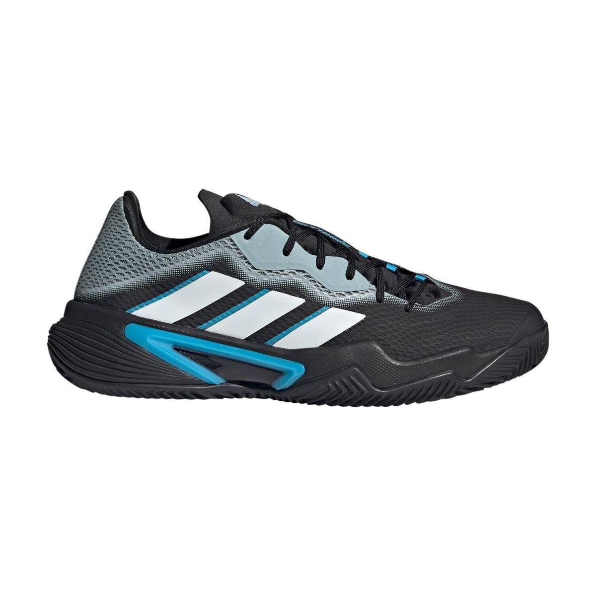 Men Adidas Barricade Clay Tennis Shoes Sneakers Size 10.5 Black Grey Blue H02047 - Black
