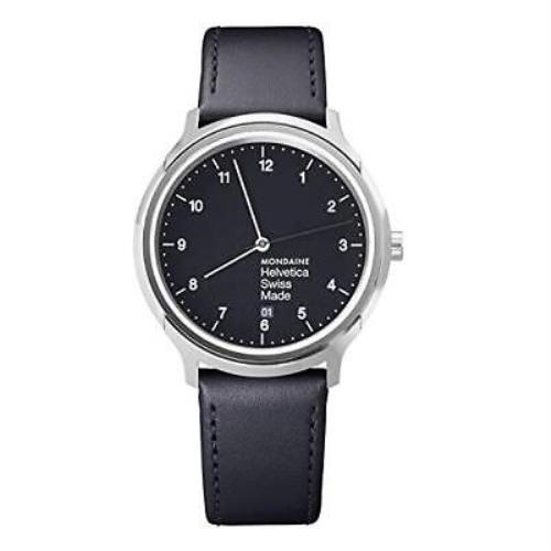 Mondaine Helvetica MH1.R2220.LB Mens Watch 40mm - Wrist Watch Date Black