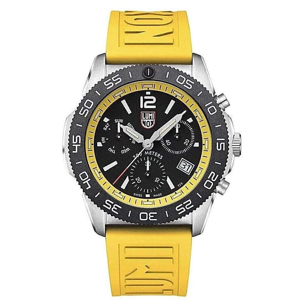 Luminox Swiss Made Pacific Diver Chronograph Yellow Rubber Mens Watch XS.3145