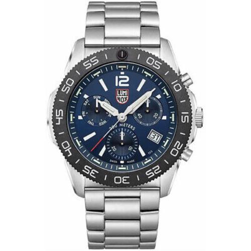 Luminox Pacific Diver Chrono 44MM Stainless Steel Men`s Watch XS.3144 - Blue Dial, Silver Band, Black Bezel