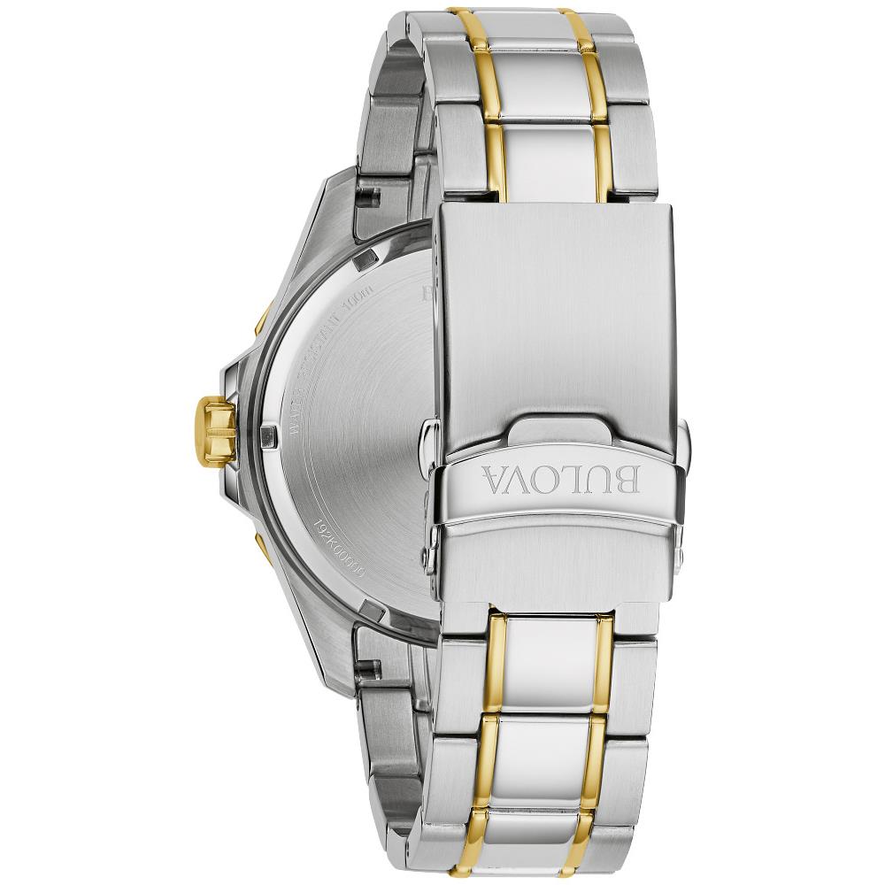 Bulova Marine Star Men Watch 98B384 - Dial: Blue, Band: Gold, Silver, Bezel: Gold