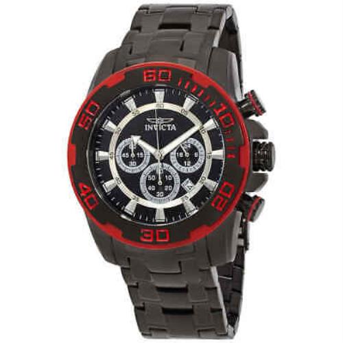 Invicta Pro Diver Chronograph Black Dial Men`s Watch 22323 - Dial: Black, Band: Black Ion-plated, Bezel: Black Ion-plated