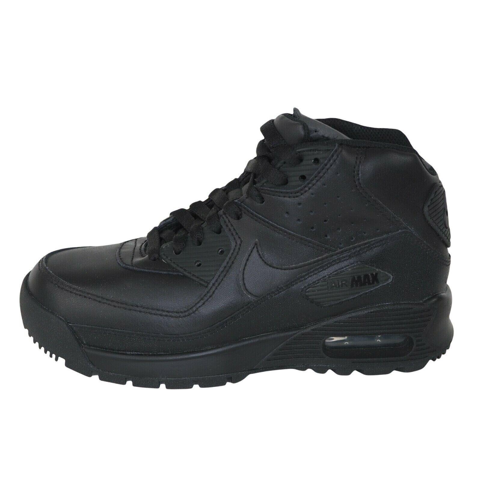 Nike Air Max 90 GS Boys 317219 004 Shoes Boot Casual Black Leather Size 5Y