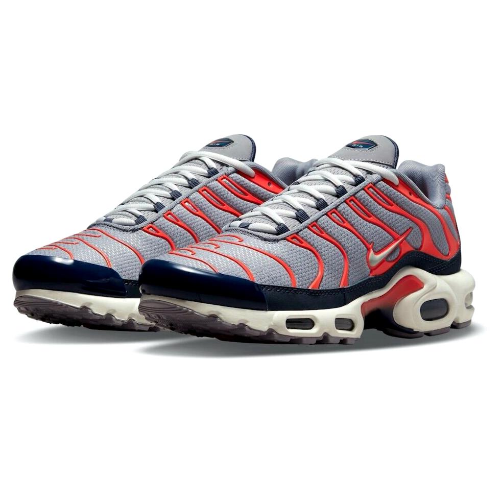 Nike Air Max Plus Mens Size 10.5 Sneaker Shoes DB0682 003 Cement Gray Red Blue