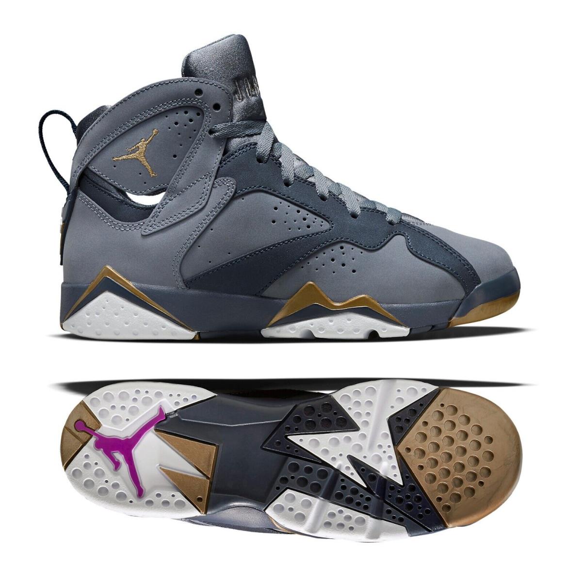Nike Air Jordan 7 Retro GG 442960-407 Blue Dusk/gold/obsidian Kids Shoes Sz 4Y