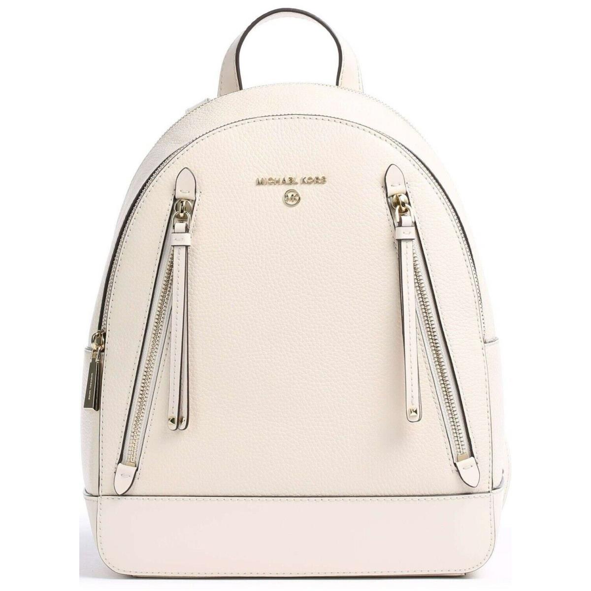 Michael Kors Brooklyn MD Backpack Light Cream Leather Travel School Bag