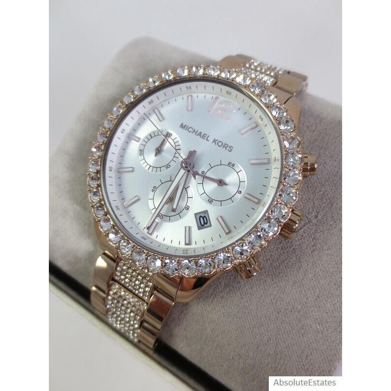 Michael Kors Oversized Layton Pale Rose Gold Glitz Crystal Watch MK6791