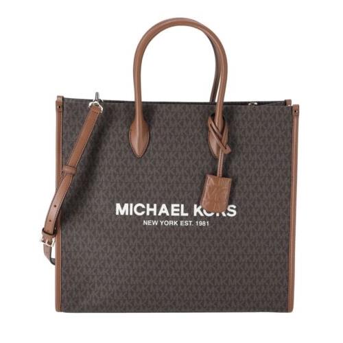 Michael Kors Mirella Large Tote Crossbody Bag Brown MK Signature